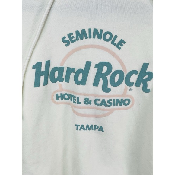 Women's Hard Rock Cafe Tampa Pullover Hoodie Size Large Off White Ivory - Picture 3 of 10